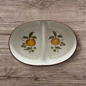 STANGL APPLE DELIGHT EUC DIVIDE VEGETABLE SERVING DISH BOWL FALL HOLIDAYS EVENTS